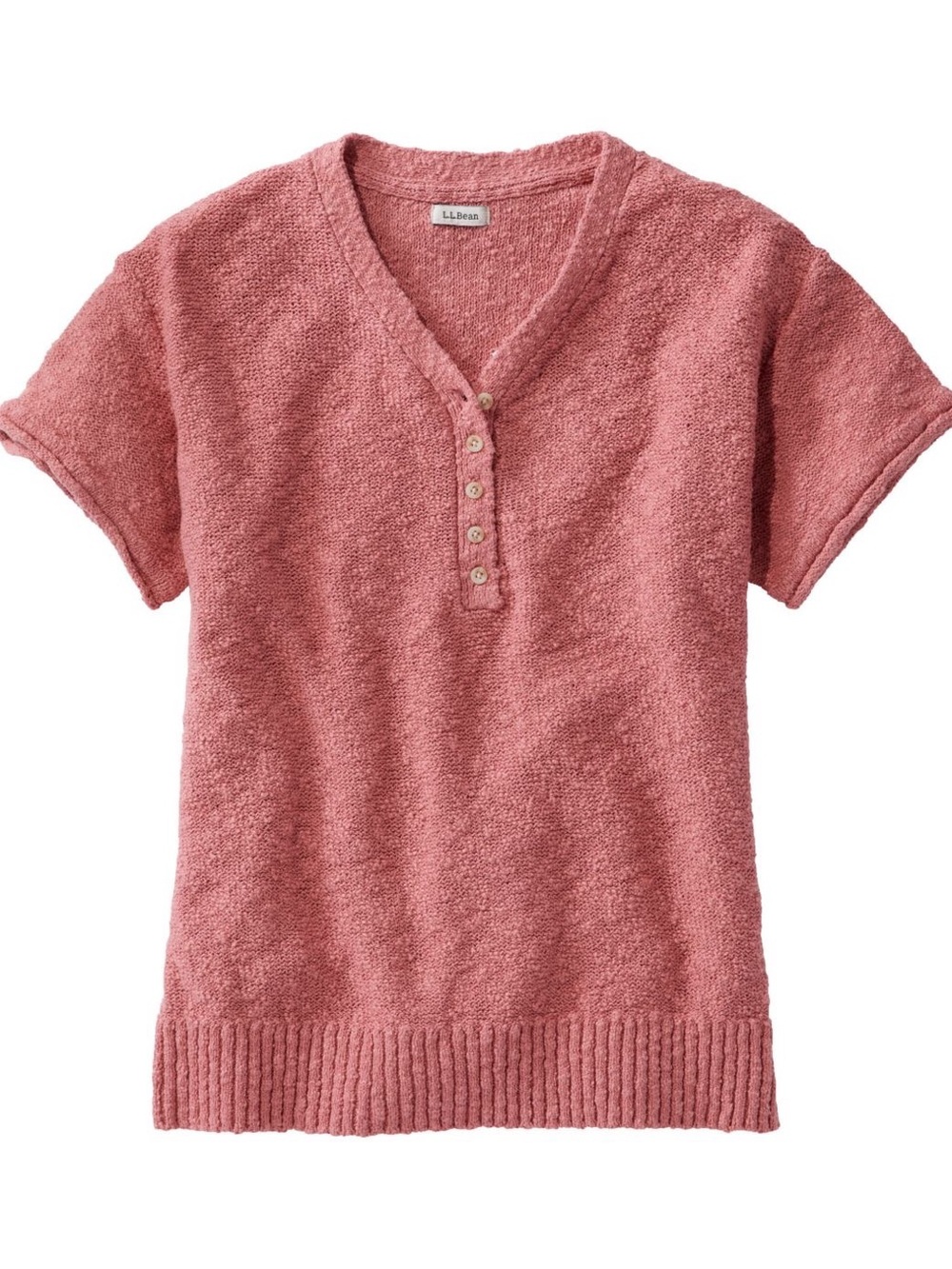 L.L.Bean Midweight Cotton Slub Short-Sleeve Henley Sweater | L